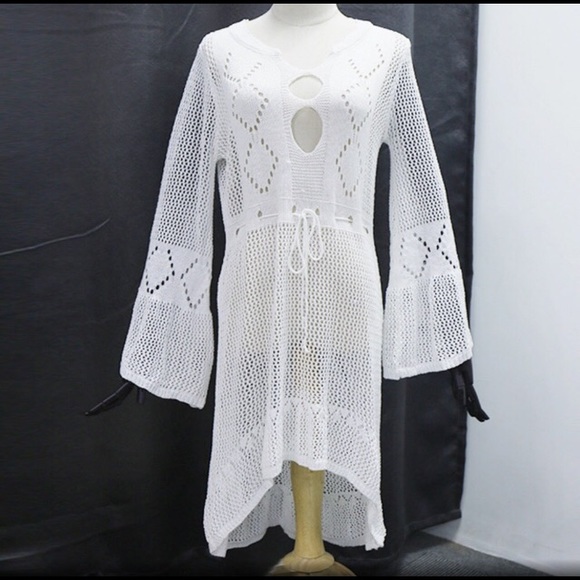 🎉RESTOCKED 🎉WHITE CROCHET COVERUP - Picture 4 of 4
